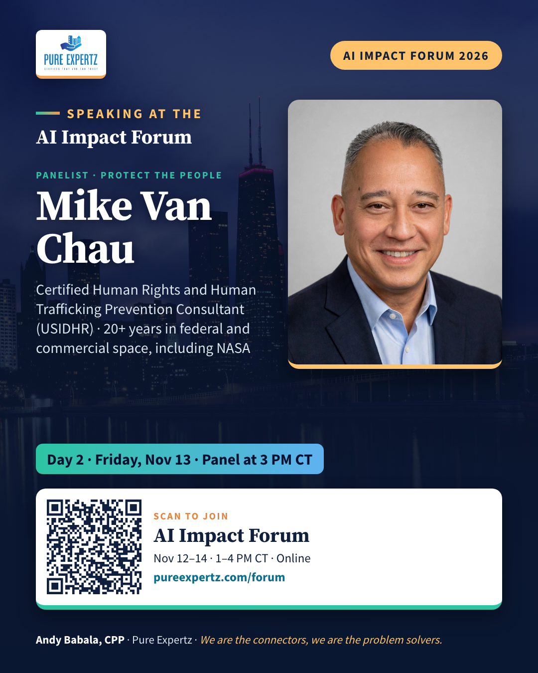 AI Impact Forum speaker poster: Mike Van Chau